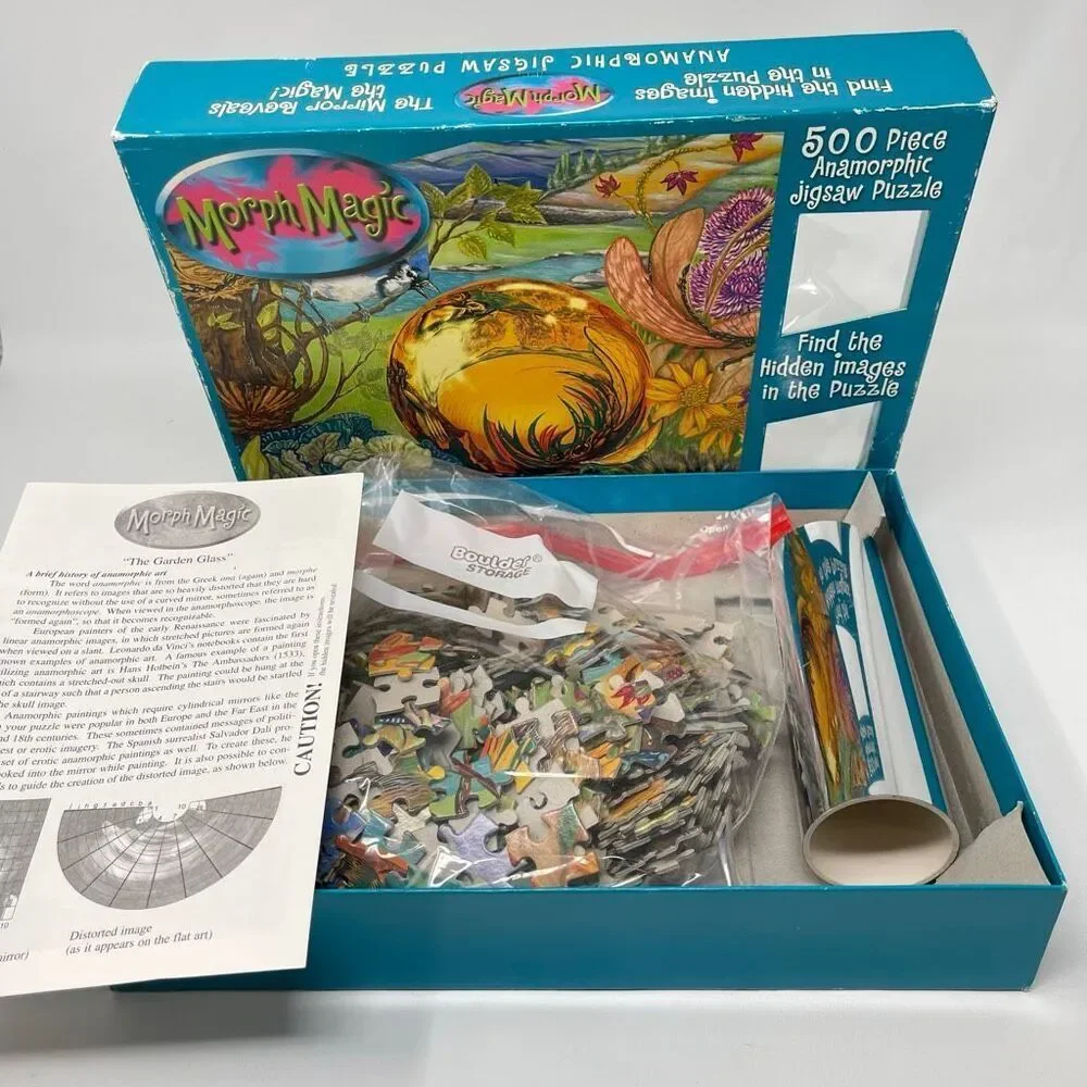 Morph Magic Anamorphic 500 Pcs Jigsaw Puzzle The Garden Glass Vintage 2000 Used